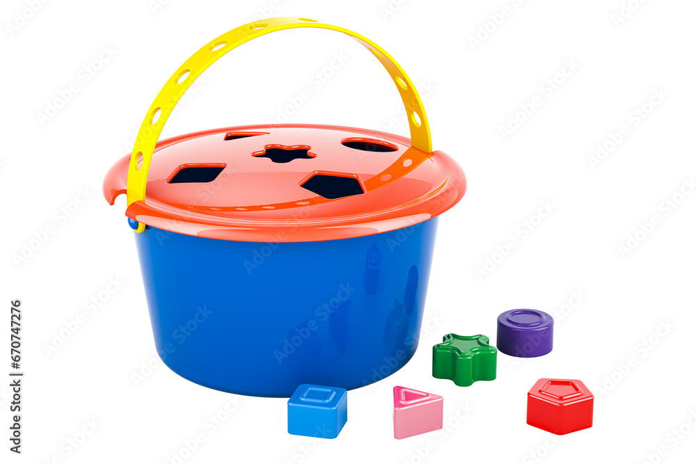 Poster shape sorter bucket, 3d rendering isolated on transparent background