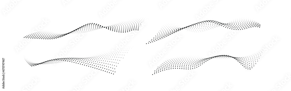 Poster technology abstract background. geometric dotted curve shapes.