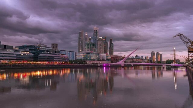 Timelapse Atardecer Puerto Madero Buenos Aires, Argentina