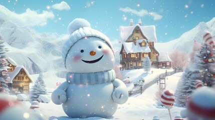 Cheerful Snowman Celebrates Christmas