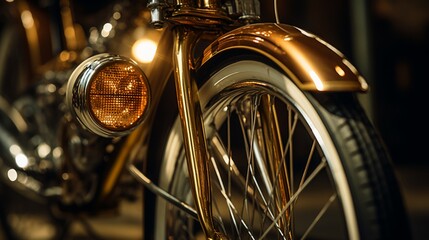 a close-up focus on a bike's opulent lighting