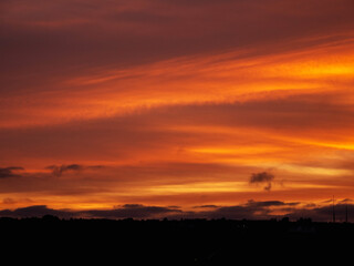 Nature scene with spectacular colorful sky. Rich warm and cool tone.