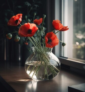poppies in vase