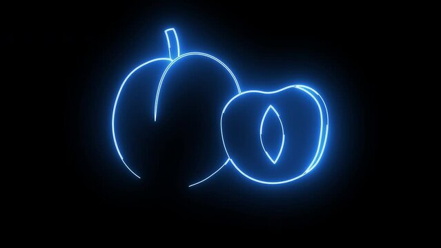 Animation of a peach icon with a glowing neon effect