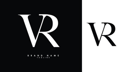 VR Alphabet letters Initials Monogram logo RV, V and R