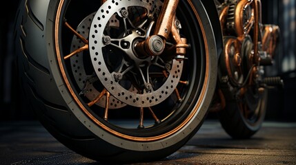 Get up close to the tire of a premium bike, showcasing the remarkable texture and refinement