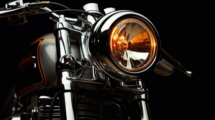 Fototapeta na wymiar In the glow of luxury, witness the captivating allure of a bike's opulent headlights
