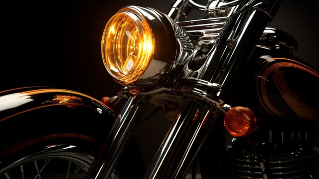 the beauty of luxury with a detailed focus on a bike's radiant lighting