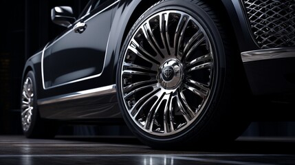 The sumptuous tire of a premium car, a testament to precision and meticulous attention to detail