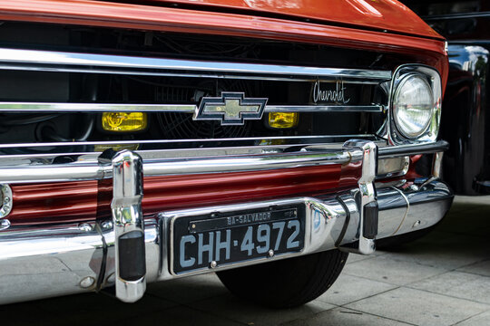 Detail of a C10 Chevrolet car at a vintage car exhibition in the city of Salvador, Bahia.