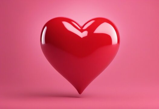 Valentine concept 3d red heart in speech bubble object isolated on pink background for graphic decor