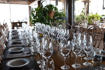 Table set for wine tasting