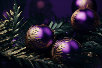 Colorful vintage Christmas balls and decorations. Concept of winter holidays, Christmas and New Year