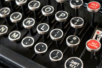 Vintage antique keyboard keys close up