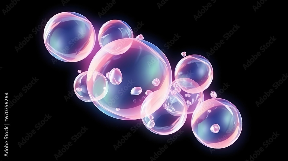 Poster 3d render of soap bubbles isolated with transparent
