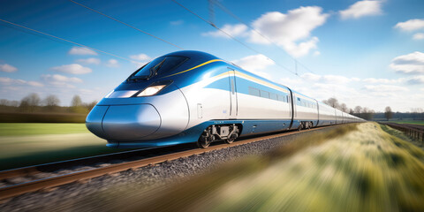 Obraz premium High speed train travelling through countryside