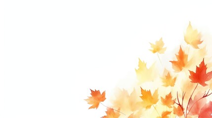 Abstract art autumn background with watercolor maple