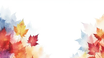 Abstract art autumn background with watercolor maple