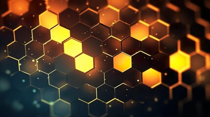 Abstract background hexagon pattern with glowing lig