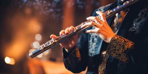 Close up of Flute being played in Concert environment