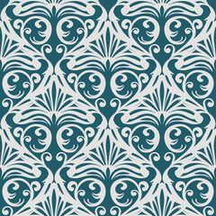 Seamless vintage pattern with curls. Wallpaper in the style of Baroque. Floral ornament. Ethnic tribal background. Vector illustration, template design for cloth, packaging, card, fabric