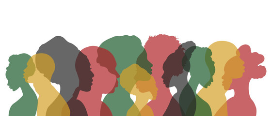 Silhouettes of dark-skinned African and African-American men and women.Vector illustration.