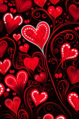 red background with heart shapes, valentines day wallpaper concept