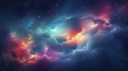 Obraz premium space with stars and nebulas and colorful clouds wallpaper, multicolored vibrant cosmic background