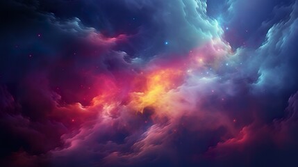 Obraz na płótnie Canvas space with stars and nebulas and colorful clouds wallpaper, multicolored vibrant cosmic background