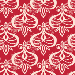 Seamless vintage pattern with curls. Wallpaper in the style of Baroque. Floral ornament. Ethnic tribal background. Vector illustration, template design for cloth, packaging, card, fabric