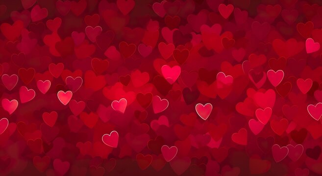 red background with heart shapes, valentines day wallpaper concept