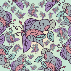 batik design illustration with a cream green gradient background