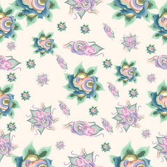 batik design illustration with cream background for fabric