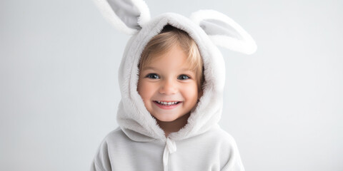 Cute child, wearing bunny rabbit onesie 