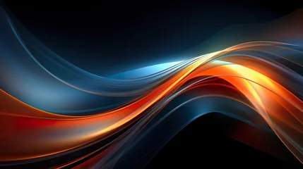 Foto auf Acrylglas Antireflex abstract orange and dark blue wave background, swirl and wavy soft pattern, creative dynamic and elegant design © goami