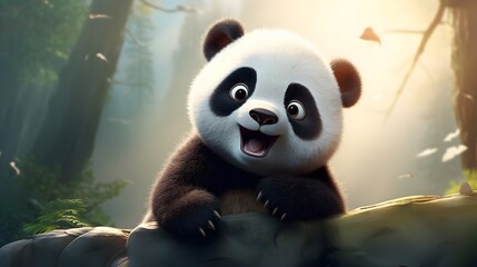 Obraz premium Cute Panda Portrait Wallpaper