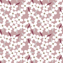 Seamless floral pattern based on traditional folk art ornaments. Colorful flowers on color background. Scandinavian style. Sweden nordic style. Vector illustration. Simple minimalistic pattern