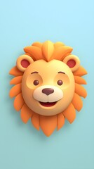 Adorable Lion Portrait Wallpaper with Soft Gradient Background