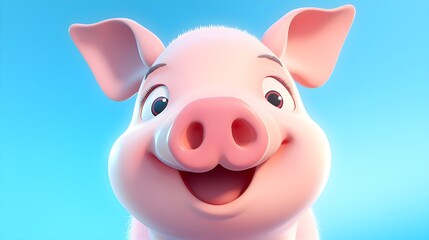Obraz na płótnie Canvas Adorable Pig Portrait Wallpaper with Soft Gradient Background