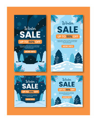 Winter sale social media kit, Story anda post, winter sale instagram post collection, Winter Banner Discount