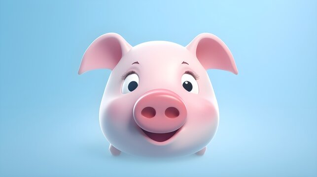 Adorable Pig Portrait Wallpaper with Soft Gradient Background