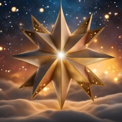 Estrella de Navidad y Estrella de Belén Dorada y Estrella de Luz - obrazy, fototapety, plakaty