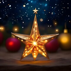 Estrella de Navidad y Estrella de Belén Dorada y Estrella de Luz de Metal