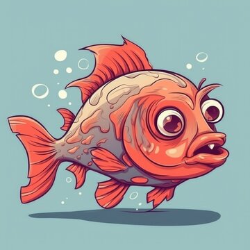 Fish in cartoon style. AI generative.