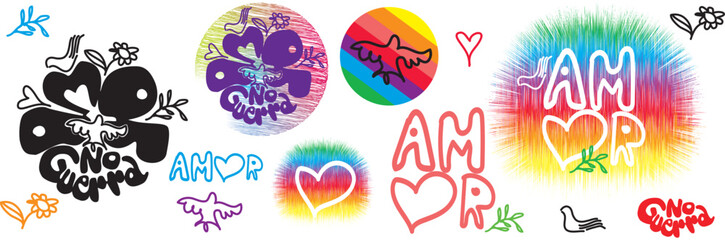 Amor love badges and banner circular