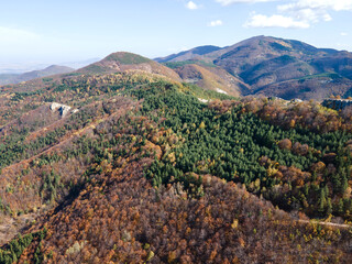 Aerial Autumn view of  ancient sanctuary Belintash, Bulgaria
