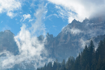 Weather with clouds in the Dolomites