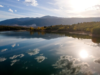 Aerial view of The Forty Springs Reservoir, Bulgaria