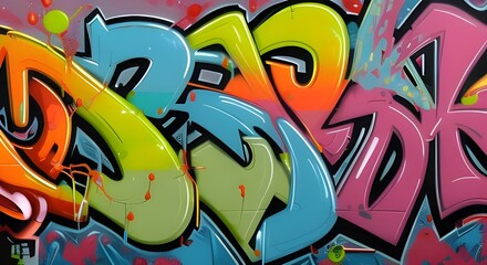 Obraz premium Vibrant Abstract Graffiti Art with Bold Shapes and Bright Colors | 014