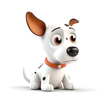 Cute Dog, Cartoon Animal Toy Character, Isolated On White Background
